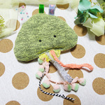 ミニクラゲのカシャカシャタグおもちゃ【きいろｘ草花】