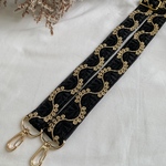 ★再販★ブラックインド刺繍リボンショルダーストラップ