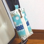ドットボーダー 水色☆ランドセル用キーケース リール式