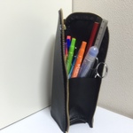 革の立つ　ペンケース 黒　L（受注生産）