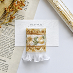 インド刺繍　刺繍リボン　刺繍　ゴールド　ベージュ　グリーン　ホワイト　花柄　フラワー　ポニーフック　＊　ヘアアクセサリー　マジェステ　お洒落　結婚式　ウェディング　お呼ばれ　ギフト　プレゼント