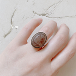 【リング】天然石ストロベリークォーツ(18mm×13mm)/ゴールドリング
