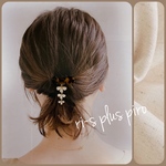 べっ甲 × ゆらゆらフラワー ✼̥୭*ˈ ミニヘアクリップ