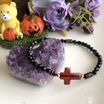 ブラックスピネル✨️レッドアンバー✨天然石ブレスレット