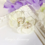 白の紫陽花＊パールビジューのひらひらピアス