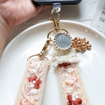 1点物☆インド刺繍リボンショルダーストラップ♡スマホ 伸縮ベルト