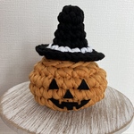 おうちでハロウィン　かぼちゃ　小物入れ　ズパゲッティ　Tシャツヤーン　キャメル