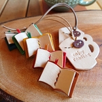 \特集掲載/ひょっこり♫飛び出すミニチェアbook &coffeeのレザーブックマーク＊贈り物にも◎楽しい読書を＊5colors《受注制作》