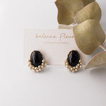 【再販】『tsubu tsubu pearl『black glass)』ガラス パール ヴィンテージ 粒々 ピアス イヤリング