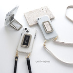 スマホショルダー 多機能リング クリアケース ストラップ付 【 型押し クロコ柄 名入れ 】 スマホリング スマホスタンド クロコ 文字入れ OS33U