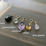 🔮5つの水晶🔮14kgfモリオン（黒水晶）グリーンアメジスト（緑水晶）アメトリン（紫黄水晶）シトリン（黄水晶）ローズクォーツ（紅水晶）のチャームセット（レビュー特典あり）
