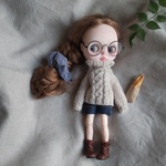 ブライスアウトフィット　白いアラン模様のセーター　blythe