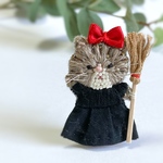 15秋のおともだちブローチ 刺繍ブローチ ビーズ　猫