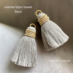 【再入荷】2pcs★volume bijou tassel・grey （大きなタッセルチャーム）