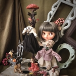 【🍄NEW🍄】1/6サイズ ／にょきにょに🍄きのこのハンガーラック×ハンガーセット🎶　ブライス　オビツ11 などに　送料無料