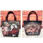 【H designアッシュデザイン】💃🏼ホワイトプードルのソフィ柄　トートバッグ🐩🌹
