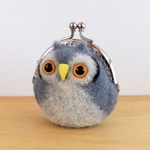 コノハズクのがま口財布 グレー