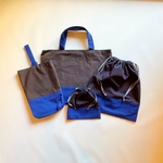 シンプル　入園入学グッズ　4点セット（チャコール×ブルー）