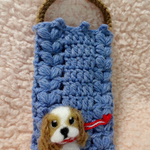 【K様オーダー作品】★キャバリアちゃんのスマホポーチ★ハートの模様編み★犬★毛糸