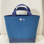 2名様限定♡特別価格♡青チェック♡ファミリアワッペン付き♡お弁当バッグ♡サブバッグ♡トートバッグ♡マチあり♡