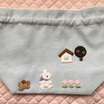 アップリケのお弁当袋（くまのおさんぽ）