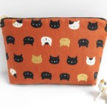 手ぬい　ねこのポーチ(=^・^=)  茶