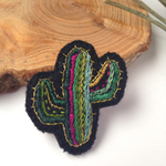 チクチク！サボテンのフェルト刺繍ブローチ☆緑色