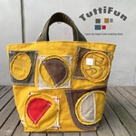tuttifun＊カーキの持ち手の黄色い帆布のバック