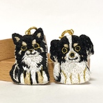  【 オーダー 】チワワ(ローグコート)とキャバチワの刺繍ストラップ  ハンドメイド kagisippo7  うちの子オーダー うちの子デザイン うちの子グッズ 動物モチーフ 犬