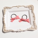 送料無料♡ピンクベロアリボン🎀のミニヘアゴム2点セット(ベビー/キッズ/ベルベット/ベロア/冬リボン/リボンゴム／ミニヘアゴム)