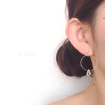 ＊再販9＊儚く揺れる＊Czech crystal&glas stone hoop earring