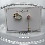パウダーピンク❤︎アシンメトリーピアス