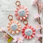 【さくら】マタニティロゼット　マタニティマーク　マタニティキーホルダー　ピンク　小花　刺繍