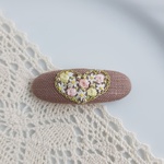 (5㎝)rose garden ♡刺繍パッチンピン ココア(左留め)