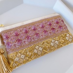 【中】インド刺繍のファスナーポーチ