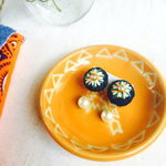 デニム刺繍 イヤリング コットンパール付き