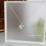 ꫛᥱꪝ ✴︎ アクアマリン＊スノーネックレス　14kgfチェーン変更可能 ゴールド ブルー 青 雪の結晶 スノーフレーク クリスマス