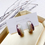 brown×mint 大ぶり フープ ピアス/イヤリング
