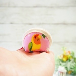 【送料無料】手のりミニミニポーチ　小桜メインコ　文鳥　ピンク