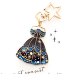 プリンセス ドレス の レジン キーホルダー ( ブラック × ブルー )