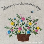 🌹Blue Bee（幸せの青い蜂）と薔薇の花かご『Tomorrow is another day』・手刺繡インテリア額・刺繡パネル・刺繡ファブリックパネル・刺繡フレーム（no.1）