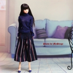 msdr-22-239　紺色ハイネックTとワイドパンツ2点セット（momoko/ジェニー/リカちゃん/MISAKIなど1/6人形用）