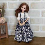 no,135 リカちゃん　服　　サスペンダー　花柄　スカート　ブラウス