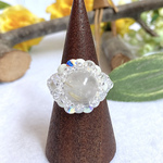 　クリア天然石⭐︎スワロフスキー⭐︎フラワービーズリング