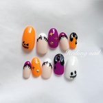ハロウィン パンプキン＆スケルトン ネイルチップ