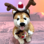 クリスマス🎄トナカイ柴犬とチビトナカイ(羊毛フェルト)