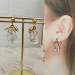 gold メッキガラスの小ぶりピアス