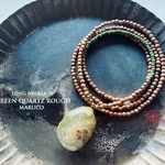 NC250-8グリーンクォーツRuth+WOOD*天然石ロングネックレス　PENDANT *送料無料*