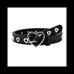 【heart&heart_buckleベルト 。】ハート バックル レザー ゴシック パンク ロック  病みかわいい  モード ブラック 黒  量産型 メンヘラ ストリート ダーク シルバー