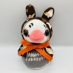 【受注製作only】金木犀 と 文鳥 の ケープ * ダークブラウン * 文鳥 きせかえ ぬいぐるみ 用* ぬい服  20221001